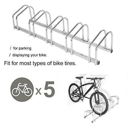 Estante de estacionamiento de bicicletas de acero estable de buen rendimiento, 5 estantes, para exhibir su bicicleta, para estacionar