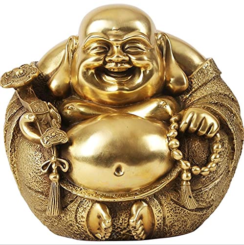 Estatua de Buda Estatua de cobre Pure Cobre Ruyi Maitreya Estatua, Buda de Copper Tripe, Copper Smile Buddha, Artesanías de metal, Adornos de cobre Zen Buda estatuilla ( Size : 2 high 12cm )