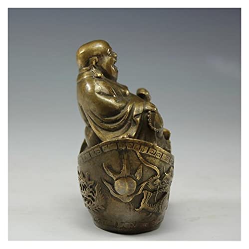 Estatua de Buda Lingote de cobre de la estatua de cobre, Maitreya Buda, Antiguo, Hacer una antigua estatua de Buda, Dios de la riqueza, regalos de artesanía, adornos, bronce, paz Zen Buda estatuilla