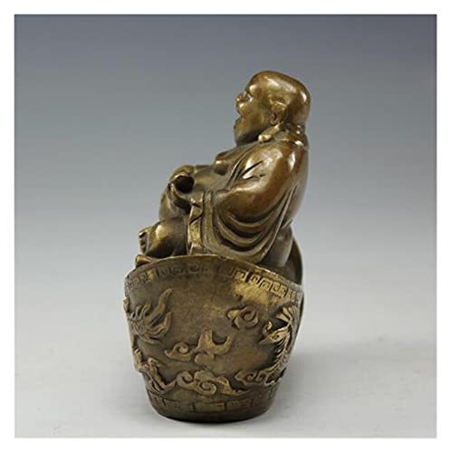 Estatua de Buda Lingote de cobre de la estatua de cobre, Maitreya Buda, Antiguo, Hacer una antigua estatua de Buda, Dios de la riqueza, regalos de artesanía, adornos, bronce, paz Zen Buda estatuilla