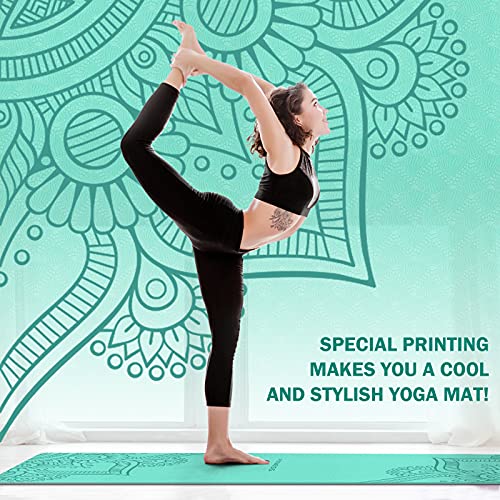 Esterilla Yoga, TPE Antideslizante Colchoneta de Yoga para Entrenamiento en casa y Gimnasio Ejercicio, Esterilla Fitness para Yoga, Pilates, Deporte, 183mm x 61mm x 6mm (MINTGREY)