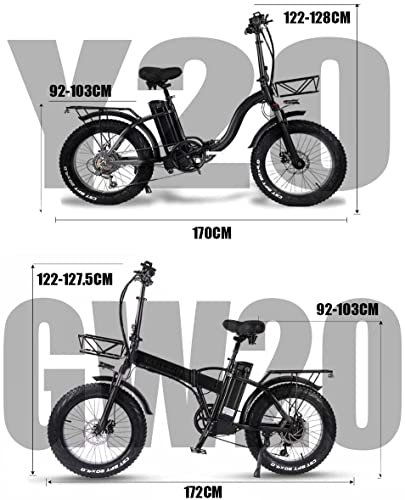 EU Stock GW20 & Y20 (2 uds.) Bicicleta Eléctrica Plegable De 20 Pulgadas para Mujeres Y Hombres con Bicicletas Eléctricas De 750w 48v 15ah Bicicletas Eléctricas De Montaña