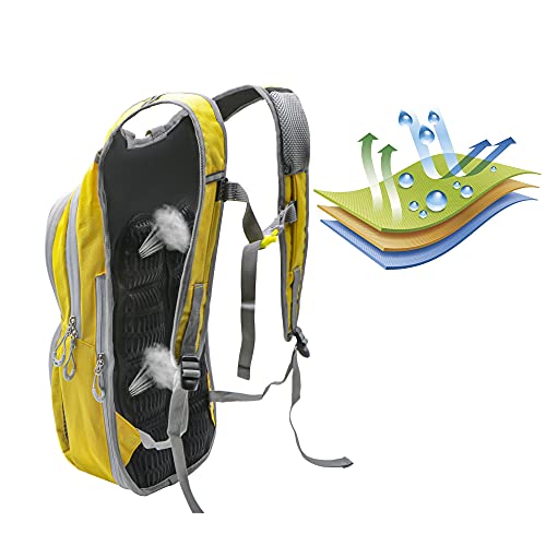 EULANT Mochila para Bicicleta,12L Mochila de Hidratación de Ciclo Impermeable,Mochila de Ciclismo Pequeña,para MTB Senderismo Escalada Senderismo,con Rayas reflectoras & Capa de Aislamiento, Amarillo