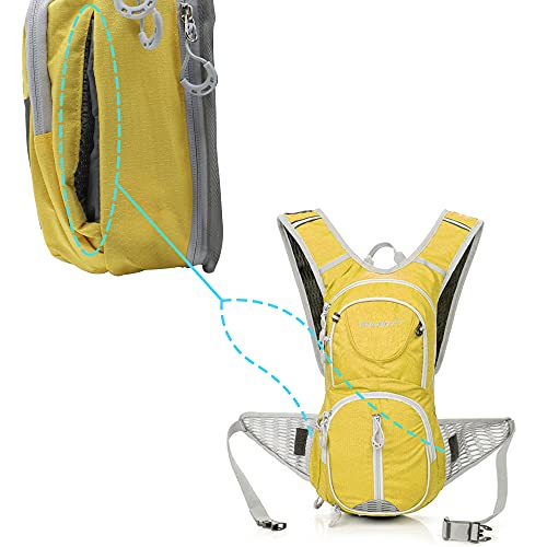 EULANT Mochila para Bicicleta,12L Mochila de Hidratación de Ciclo Impermeable,Mochila de Ciclismo Pequeña,para MTB Senderismo Escalada Senderismo,con Rayas reflectoras & Capa de Aislamiento, Amarillo