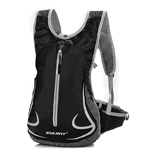 EULANT Mochilas Senderismo Pequeña, 14L Mochila Correr, Ligero Mochila de Bicicleta Reflectante, Mochila Deportes para Acampar Caminar Viajar Gym Escuela Pesca Trekking Bici,Negro