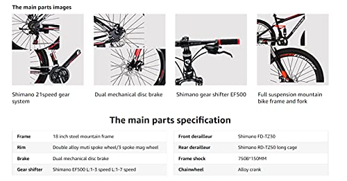Eurobike SD-S7 Suspensión completa 27.5 bicicleta de montaña para adultos 18 pulgadas bicicleta marco de acero bicicleta (rueda de radio regular)