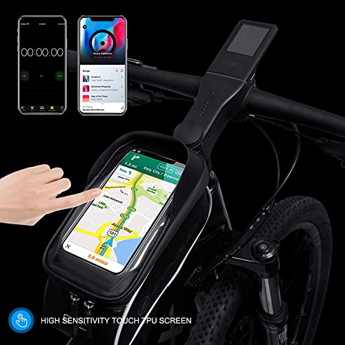 Evaduol Bolsa de Bicicleta Impermeables - Bolsa de Bicicleta Montaña con Pantalla Táctil de TPU Gran Capacidad Con Parasol Orificio para Auriculares Compatible con Teléfono Inteligente Debajo 6.5”