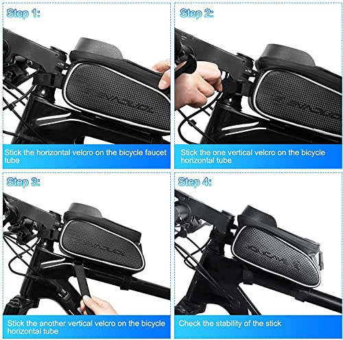Evaduol Bolsa de Bicicleta Impermeables - Bolsa de Bicicleta Montaña con Pantalla Táctil de TPU Gran Capacidad Con Parasol Orificio para Auriculares Compatible con Teléfono Inteligente Debajo 6.5”