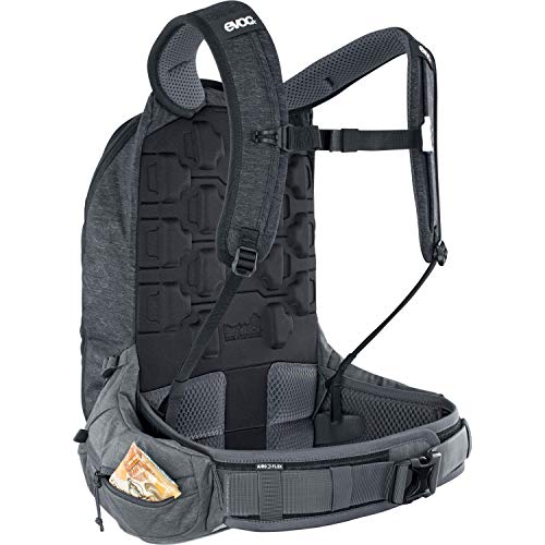 Evoc Sac Trail Pro 16 Noir S/M Mochila de Bicicleta de montaña con protección, Unisex Adulto, Negro/Gris