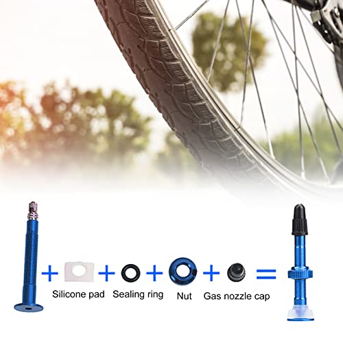 Evonecy Vástago de Válvula sin Cámara, Vástago de Válvula Presta Ligero de 60 Mm Desmontable Universal 2 Piezas para Bicicleta de Carretera de Montaña(Azul)