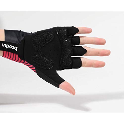 EXCEART 1 par de Guantes de Ciclismo para Hombre Y Mujer Guantes de Bicicleta de Montaña Guantes de Ciclismo de Medio Dedo Antideslizante Talla L (Negro Y Rosado)