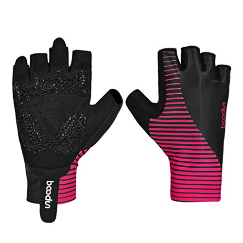 EXCEART 1 par de Guantes de Ciclismo para Hombre Y Mujer Guantes de Bicicleta de Montaña Guantes de Ciclismo de Medio Dedo Antideslizante Talla L (Negro Y Rosado)