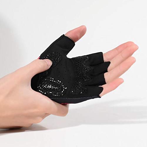 EXCEART 1 par de Guantes de Ciclismo para Hombre Y Mujer Guantes de Bicicleta de Montaña Guantes de Ciclismo de Medio Dedo Antideslizante Talla L (Negro Y Rosado)