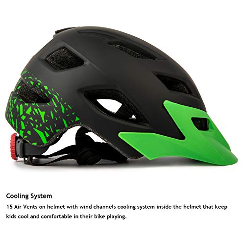 Exclusky Casco da Bicicleta para Niños Infantil Ciclismo Casco Ciclismo de Seguridad Ajustable 50-57cm (Edades 5-13) (Negro)