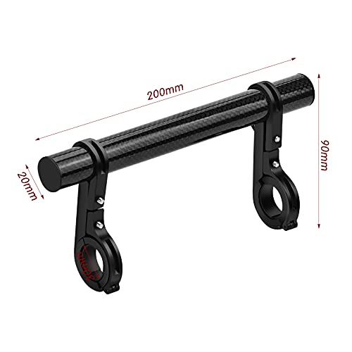 Extensión de Manillar de Bicicleta Soporte de Extensor de Bicicleta 20cm Multifunción Doble Soporte Manillar Aluminio Abrazaderas Dobles Aleación Bici Soporte de Extensión con Destornillador Negro