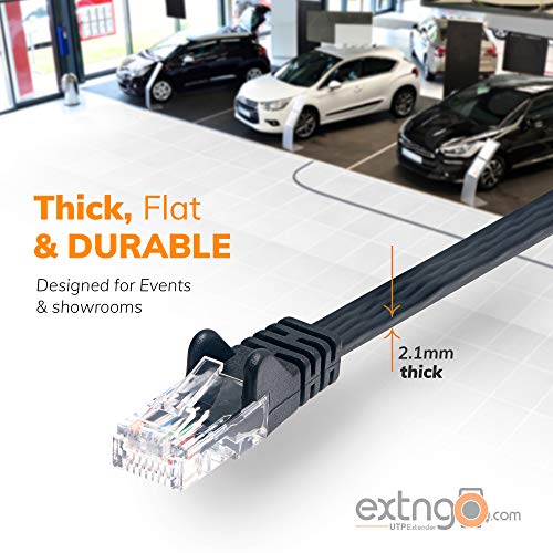 EXTNGO Cable Ethernet retráctil, 15 metros, cable plano CAT6, cable de extensión de Internet, portátil, configuración y extensión de redes rápidas, conector RJ 45 macho hembra