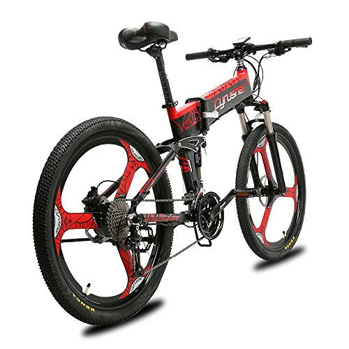 Extrbici Bicicleta de Montaña Eléctrica Plegable 500W Cuadro de Aluminio Doble Suspensión una Rueda XF770 48V 21 Velocidades 26 Pulgadas Rojo