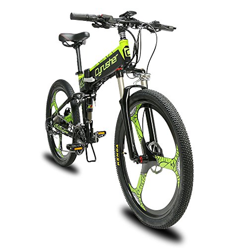 Extrbici Bicicleta de Montaña Eléctrica Plegable 500W Cuadro de Aluminio Doble Suspensión una Rueda XF770 48V 21 Velocidades 26 Pulgadas Verde