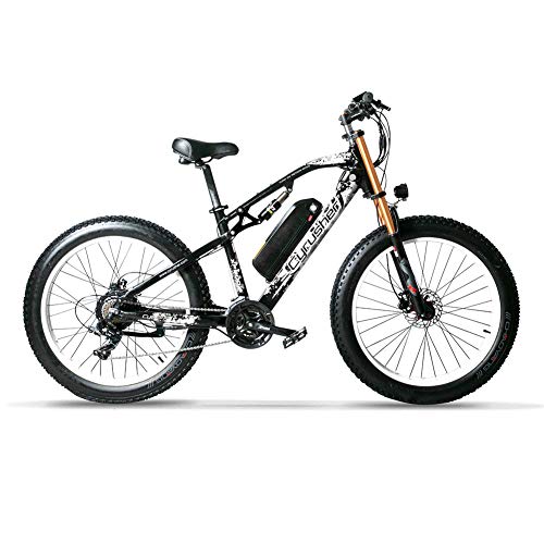 Extrbici Bicicleta Eléctrica de Montaña para Adultos 750W 48V 17Ah Li-Ion Neumáticos de 26'' Pulgadas Doble Suspensión Velocidad Máxima 31MPH con Guardabarros XF900 (Blanco)