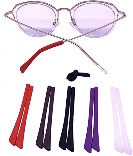 Extremos para las patillas de las gafas, 5 pares de fundas de silicona antideslizantes y suaves para las orejas, para patillas metálicas finas, 5 colores