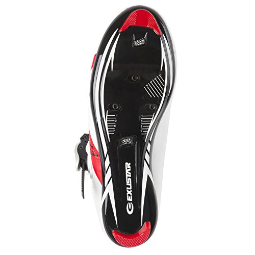 Exustar Road Bicycle Shoes Zapatillas de Bicicleta de Carretera, Unisex Adulto, Blanco y Rojo, Talla 42