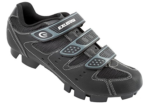 Exustar, Unisex, Zapatos de Bicicleta, 710646, Negro y Plateado, 46 EU/12 M US