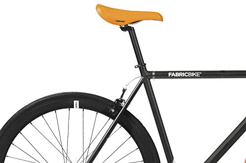 FabricBike- Bicicleta Fixie, piñon Fijo, Single Speed, Cuadro Hi-Ten Acero, 10,45 kg. (Talla M) (S-49cm, Black & Orange 2.0)
