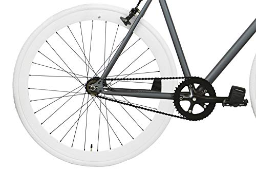 FabricBike- Bicicleta Fixie, piñon Fijo, Single Speed, Cuadro Hi-Ten Acero, 10,45 kg. (Talla M) (S-49cm, Graphite & White)