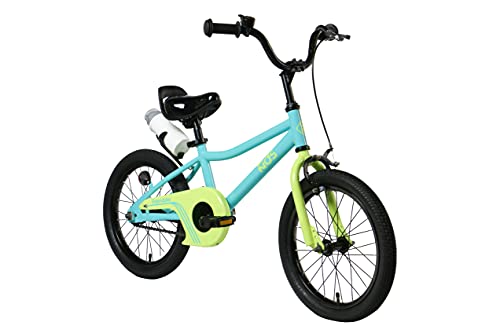 FabricBike Kids - Bicicleta con Pedales para niño y niña, Ruedines de Entrenamiento Desmontables, Frenos, Ruedas 12 y 16 Pulgadas, 4 Colores (Aqua & Seafoam 16": 3-7 Años (Estatura 96cm - 120cm))