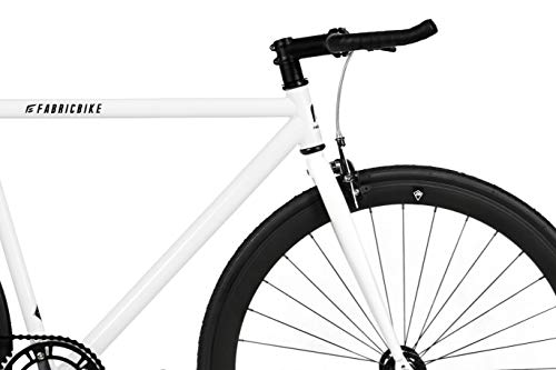 FabricBike Original Pro- Bicicleta Fixie, Piñon Fijo Flip-Flop, Single Speed, Cuadro Hi-Ten Acero, 10,45 kg. (Talla M) (Pro White & Matte Black, L-58cm)