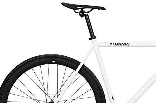 FabricBike Original Pro- Bicicleta Fixie, Piñon Fijo Flip-Flop, Single Speed, Cuadro Hi-Ten Acero, 10,45 kg. (Talla M) (Pro White & Matte Black, L-58cm)