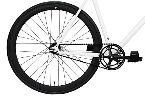 FabricBike Original Pro- Bicicleta Fixie, Piñon Fijo Flip-Flop, Single Speed, Cuadro Hi-Ten Acero, 10,45 kg. (Talla M) (Pro White & Matte Black, L-58cm)