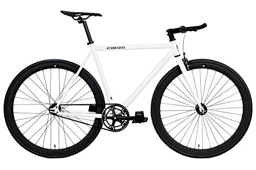 FabricBike Original Pro- Bicicleta Fixie, Piñon Fijo Flip-Flop, Single Speed, Cuadro Hi-Ten Acero, 10,45 kg. (Talla M) (Pro White & Matte Black, L-58cm)