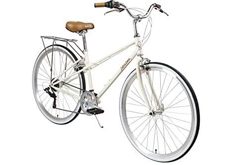 FabricBike Portobello - Bicicleta de Paseo Mujer, Bicicleta Urbana Vintage Retro, Bicicleta de Ciudad Estilo Holandesa con Cambios Shimano Sillín Confortable. (Portobello Cream)