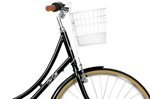 FabricBike Step City- Bicicleta de Paseo Mujer, Bicicleta Urbana Vintage Retro, Bicicleta de Ciudad Estilo Holandesa con Cambios Shimano y Cesta. Sillín Confortable. (Black + Cesta)