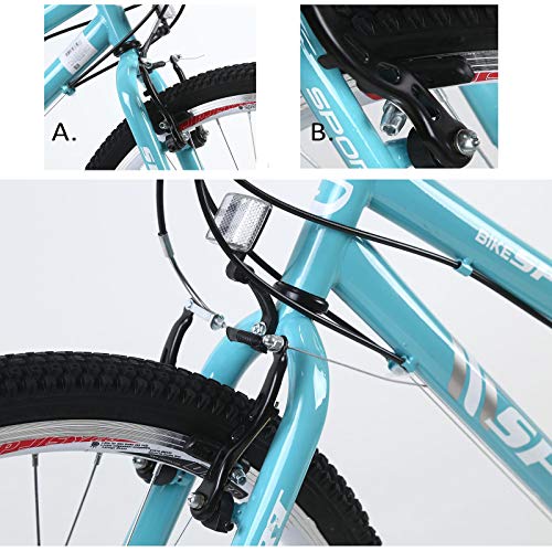 Fácil De Montar,26 Pulgadas Mujeres Bicicleta,Bicicleta De Carretera City Bike,Marco De Acero De Alto Carbono,Adulto Bicicleta De Montaña,con Doble V-Freno,Suspensión Delantera-C 26inch