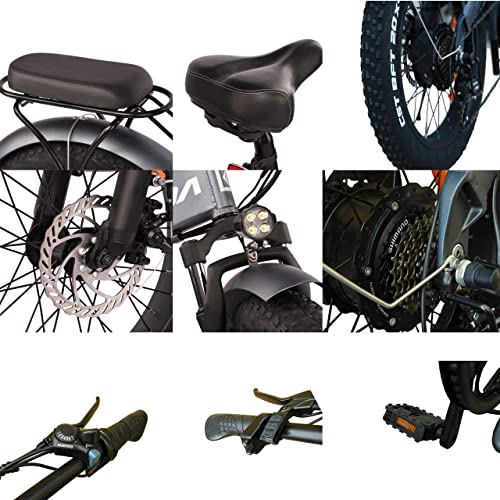 Fafrees Bicicleta eléctrica Plegable de 20 Pulgadas, Fat Bike batería de 48 V, Faros superbrillantes, Ruedas de 4 Pulgadas de Ancho