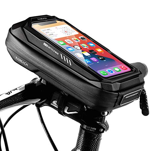 FAIREACH Bolsa Bicicleta Cuadro, Bolsa Bici, Bolsa Manillar Bicicleta con Soporte Móvil Impermeable y con Ventana para Pantalla Táctil, para iPhone, Samsung y Otros Smartphones de hasta 6,7''