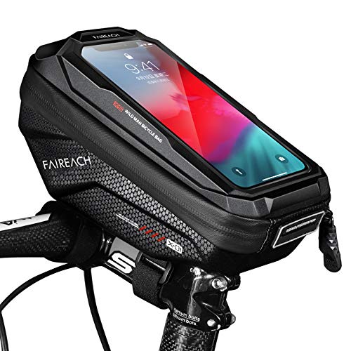 FAIREACH Bolsa Bicicleta Manillar para Ciclista Ciclismo, Bolsa Bici con Soporte para Telefono Móvil, Bolso Bicicleta Impermeable y con Ventana para Pantalla Táctil de hasta 6,62''