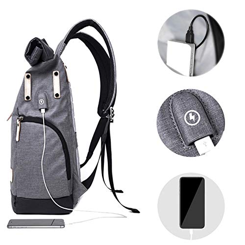 FANDARE Antirrobo Mochila Bolsas Escolares con USB Mochila para 15.6 Pulgada Laptop Mochilas Hombres Mujeres Morral Escolares para Negocio Trabajo Viaje Estudios Diario Gran Capacidad Daypack Gris B