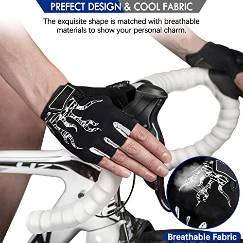 Faneam Antideslizante Guantes de Ciclismo Verano Medio Dedo Guantes de Bicicleta Montaña para Hombre Mujer, Transpirable Guantes Cortos MTB Gel Guantes Cortos Deportivos Moto, Unisexo