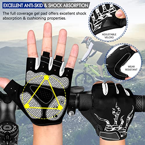 Faneam Antideslizante Guantes de Ciclismo Verano Medio Dedo Guantes de Bicicleta Montaña para Hombre Mujer, Transpirable Guantes Cortos MTB Gel Guantes Cortos Deportivos Moto, Unisexo