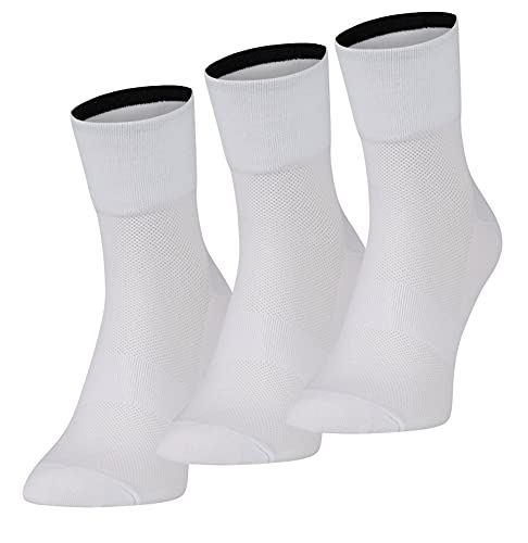 Fast Cycles - Pack de 3 calcetines deportivos transpirables para ciclismo de montaña, spinning, fitness, tenis, correr y correr., Unisex adulto, Blanco, 40-44