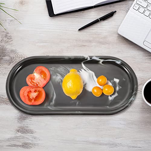 FAVOMOTO Cerámica Joyería Organizador Oval Joyas Anillo Titular Bandeja de Vanidad Organizador Cosmético Postre Pastel de Almacenamiento para Baño Cocina Casa Decoración de Mesa