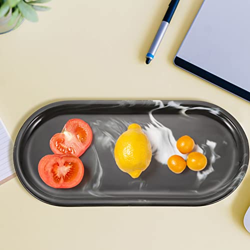 FAVOMOTO Cerámica Joyería Organizador Oval Joyas Anillo Titular Bandeja de Vanidad Organizador Cosmético Postre Pastel de Almacenamiento para Baño Cocina Casa Decoración de Mesa