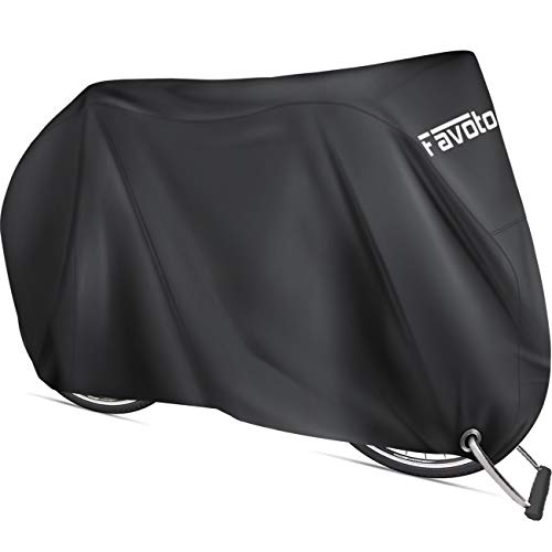 Favoto Funda para Bicicleta Exterior, 210D Oxford Cubierta Protector Impermeable al Aire Libre contra Lluvia/UV/Polvo/Nieve con Orificio de Bloqueo para Montaña Carretera, 200x70x110cm Negro