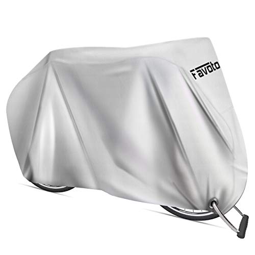 Favoto Funda para Bicicleta Exterior, 210D Oxford Cubierta Protector Impermeable al Aire Libre contra Lluvia/UV/Polvo/Nieve con Orificio de Bloqueo para Montaña Carretera, 200x70x110cm Plata