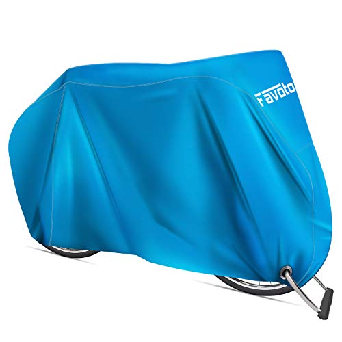 Favoto Funda para Bicicleta Exterior, 210D Oxford Cubierta Protector Impermeable al Aire Libre contra Lluvia/UV/Polvo/Nieve con Orificio de Bloqueo para Montaña Carretera, 200x70x110cm Azul