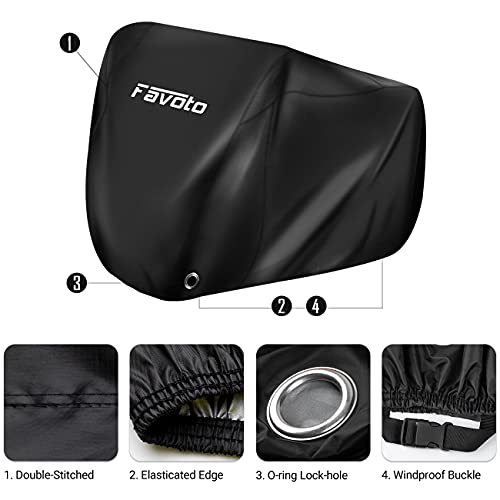 Favoto Funda para Bicicleta Exterior, 210D Oxford Cubierta Protector para 2-3 Bicicletas Impermeable al Aire Libre contra Lluvia/UV/Polvo/Nieve para Montaña Carretera con Cinturón, 200x105x110cm Negro