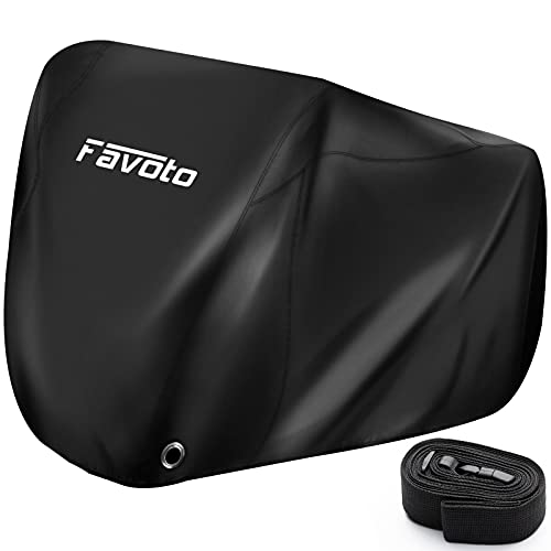 Favoto Funda para Bicicleta Exterior, 210D Oxford Cubierta Protector para 2-3 Bicicletas Impermeable al Aire Libre contra Lluvia/UV/Polvo/Nieve para Montaña Carretera con Cinturón, 200x105x110cm Negro